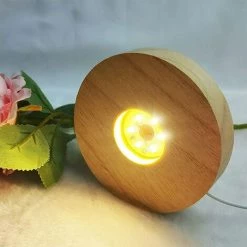 QERSTA Support De Base Solide De Lampe En Bois, Présentoir Rotatif, Accessoire Rechargeable, Avec Télécommande, Lumière LED -Lampe Soldes Boutique 65040507 3