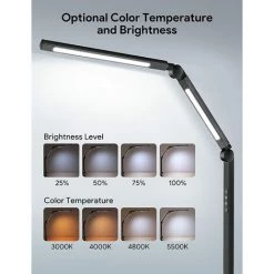 RHAFAYRE Lampe De Bureau à LED, Lampe D'architecte De Bras Pivotante à Double Lumière Avec Pince, Lampe De Table De Bureau à Commande Tactile Avec 4 Températures De Couleur Et Luminosité Réglable -Lampe Soldes Boutique 65044510 3