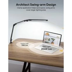 RHAFAYRE Lampe De Bureau à LED, Lampe D'architecte De Bras Pivotante à Double Lumière Avec Pince, Lampe De Table De Bureau à Commande Tactile Avec 4 Températures De Couleur Et Luminosité Réglable -Lampe Soldes Boutique 65044510 4