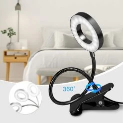 RHAFAYRE Lampe De Bureau à Pince 48 LED Flexible à 360°Lampe Lecture Clipsable 3 Modes D’Éclairage &10 Niveaux De Luminosité Lampe Bureau Led USB Pour Étude Et Travail, Noir [Classe énergétique A++] -Lampe Soldes Boutique 65044512 3