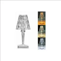 Lampe De Table En Cristal De Diamant, Lampe De Chevet Veilleuse Atmosphere Chambre,Luminosite Reglable 3 Couleurs D'eclairage Avec Luminosite(Charge USB, 1 Article, BDD)