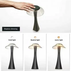 ZHUOXUAN Lampe De Table Design Rechargeable Lampe à Poser LED Tactile - Dimmable Titane Lampe De Chevet USB 3W Lampe De Bureau Sans Fil Avec Batterie Et Abat-jour Pour Chambre Salon Et Bureau -Lampe Soldes Boutique 65490561 5