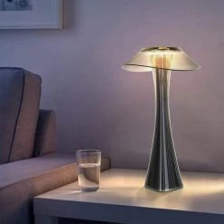 ZHUOXUAN Lampe De Table Design Rechargeable Lampe à Poser LED Tactile - Dimmable Titane Lampe De Chevet USB 3W Lampe De Bureau Sans Fil Avec Batterie Et Abat-jour Pour Chambre Salon Et Bureau