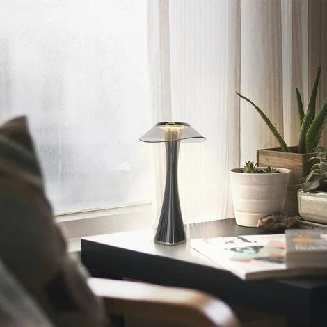 ZHUOXUAN Lampe De Table Design Rechargeable Lampe à Poser LED Tactile - Dimmable Titane Lampe De Chevet USB 3W Lampe De Bureau Sans Fil Avec Batterie Et Abat-jour Pour Chambre Salon Et Bureau 3 ZHUOXUAN Lampe De Table Design Rechargeable Lampe à Poser LED Tactile - Dimmable Titane Lampe De Chevet USB 3W Lampe De Bureau Sans Fil Avec Batterie Et Abat-jour Pour Chambre Salon Et Bureau – Image 3