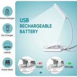 OSQI Lampe De Lecture à 9 LED, Rechargeable Par USB Avec Capteur Tactile, 3 Couleurs De Lumière (blanc/chaud/mixte), Luminosité à Gradation Continue, Lampe De Lecture Flexible à 360° Pour La Lecture De Nuit Au Lit -Lampe Soldes Boutique 65503870 3