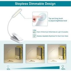 OSQI Lampe De Lecture à 9 LED, Rechargeable Par USB Avec Capteur Tactile, 3 Couleurs De Lumière (blanc/chaud/mixte), Luminosité à Gradation Continue, Lampe De Lecture Flexible à 360° Pour La Lecture De Nuit Au Lit -Lampe Soldes Boutique 65503870 4