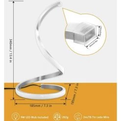 OSQI Lampe De Bureau Moderne En Spirale (argent), Lampe De Chevet à Gradation Continue, Lampe De Chevet 3 Couleurs Chaudes, Chambre Salon Bureau Maison Lampe De Bureau Art Déco Incurvée -Lampe Soldes Boutique 65504048 3