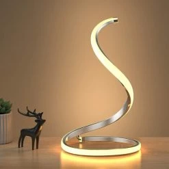 OSQI Lampe De Bureau Moderne En Spirale (argent), Lampe De Chevet à Gradation Continue, Lampe De Chevet 3 Couleurs Chaudes, Chambre Salon Bureau Maison Lampe De Bureau Art Déco Incurvée -Lampe Soldes Boutique 65504048 4