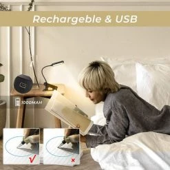 OSQI Lampe De Lecture à Clipser, Lampe De Lecture Pour Lire Au Lit, Lampe De Lecture Rechargeable Par USB Avec 16 LED, 5 Luminosités Et 3 Modes De Couleur Pour Les Lecteurs Et Les Enfants -Lampe Soldes Boutique 65504122 5