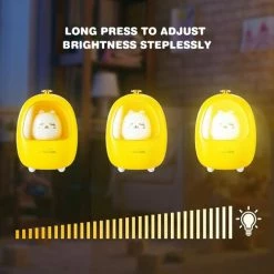 OSQI Veilleuse Lampe De Chevet Pour Enfants Cadeau De Fête Des Enfants Décoration De Chambre D'enfant Kawaii Baby Night Light Yellow Kitten Portable USB Charging Dimmable [Classe D'économie D'énergie A] -Lampe Soldes Boutique 65504142 4