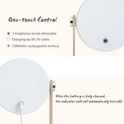 OSQI Lampe De Chevet Pliante, Lanterne LED Portable Rechargeable Par USB RealPlus, Lampe De Bureau Avec Poignée En Bois à 3 Niveaux De Luminosité, Veilleuse, Lampe De Chevet Pour Chambre à Coucher, Camping (blanc) -Lampe Soldes Boutique 65504190 3