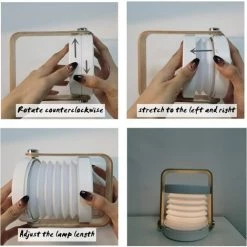 OSQI Lampe De Chevet Pliante, Lanterne LED Portable Rechargeable Par USB RealPlus, Lampe De Bureau Avec Poignée En Bois à 3 Niveaux De Luminosité, Veilleuse, Lampe De Chevet Pour Chambre à Coucher, Camping (blanc) -Lampe Soldes Boutique 65504190 4