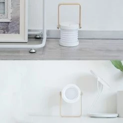 OSQI Lampe De Chevet Pliante, Lanterne LED Portable Rechargeable Par USB RealPlus, Lampe De Bureau Avec Poignée En Bois à 3 Niveaux De Luminosité, Veilleuse, Lampe De Chevet Pour Chambre à Coucher, Camping (blanc) -Lampe Soldes Boutique 65504190 5