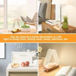OSQI Lampe De Table De Chevet Triangle Nordique Lampe De Chevet Décorative LED Lampe Blanche Chaude Chargeur USB Bouton De Commande Avec Lumière Acrylique De Transmission Pour Chambre à Coucher Salon Table De Chevet Chambre De Bébé [Classe énergétique A+] -Lampe Soldes Boutique 65506622 5