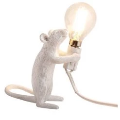 HEGUYEY Lampe à Poser Animal Rat Souris Blanc -Lampe Soldes Boutique 65661506 3