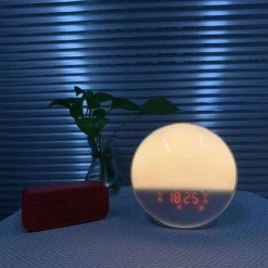 CSPARKV Réveil Lumière De Réveil Avec Simulation De Lever/coucher Du Soleil Double Alarme Veilleuse De Chevet Fonction Snooze Radio Fm 7 Sons Naturels 7 Atmosphères Colorées -Lampe Soldes Boutique 65663259 5