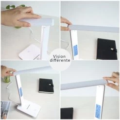 MAGICFOX Lampe De Bureau De Réglage Multi-angle, Affichage De Calendrier Et De Température, Réveil, 3 Modes, 3 Niveaux De Luminosité -Lampe Soldes Boutique 65747094 4