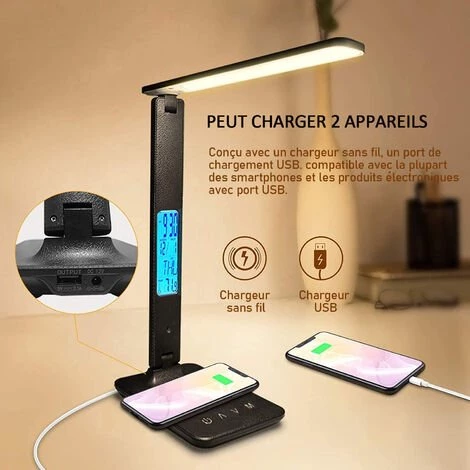 MAGICFOX Lampe De Bureau LED Dimmable, 3 Modes - 3 Niveaux De Luminosité - Affichage LCD -Fonction De Charge Sans Fil - Protection Des Yeux 2 MAGICFOX Lampe De Bureau LED Dimmable, 3 Modes - 3 Niveaux De Luminosité - Affichage LCD -Fonction De Charge Sans Fil - Protection Des Yeux – Image 2