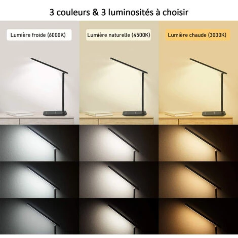 MAGICFOX Lampe De Bureau LED Dimmable, 3 Modes - 3 Niveaux De Luminosité - Affichage LCD -Fonction De Charge Sans Fil - Protection Des Yeux 3 MAGICFOX Lampe De Bureau LED Dimmable, 3 Modes - 3 Niveaux De Luminosité - Affichage LCD -Fonction De Charge Sans Fil - Protection Des Yeux – Image 3