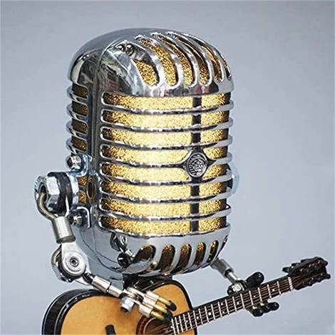 EINEMGELD Microphone Robot Lampe Guitare, Rétro Cool Mignon Fun Steampunk Table De Chevet Lampe De Bureau, Pour Chambre, Bar, Restaurant (B) 5 EINEMGELD Microphone Robot Lampe Guitare, Rétro Cool Mignon Fun Steampunk Table De Chevet Lampe De Bureau, Pour Chambre, Bar, Restaurant (B) – Image 5