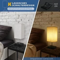 YIENJAOY Lampe De Table, Abat-jour En Tissu Beige, Lampe LED Avec 2 Ports De Charge USB, Ampoule(Incl), élégant Et Généreux, Lampe De Table Moderne Pour Bureau, Salon, Chambre -Lampe Soldes Boutique 65809434 5