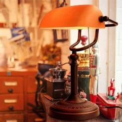 YIENJAOY Lampe De Bureau En Verre Ambré Avec Interrupteur à Cha?ne à Tirer -Lampe Soldes Boutique 65809585 4