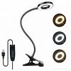 KAEJYIUT 7W Usb Lampe De Bureau à Pince, 3 Couleurs Et 10 Luminosité Réglables, 48 Led 350° Flexible, Lampe Pince Pour Lit, Liseuse Lampe De Lecture Livre, Dimmable Usb Clip Lampe De Chevet Pour Lire (Noir)