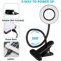 KAEJYIUT 7W Usb Lampe De Bureau à Pince, 3 Couleurs Et 10 Luminosité Réglables, 48 Led 350° Flexible, Lampe Pince Pour Lit, Liseuse Lampe De Lecture Livre, Dimmable Usb Clip Lampe De Chevet Pour Lire (Noir) -Lampe Soldes Boutique 65875056 3