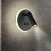 KAEJYIUT Feux De Chevet Led Lampe Murale Hotel Intérieur Lumières Mural Lit Lampe Murale Couloir Avec Interrupteur Noir 3W + 9W (Rond)