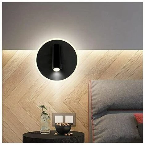 KAEJYIUT Feux De Chevet Led Lampe Murale Hotel Intérieur Lumières Mural Lit Lampe Murale Couloir Avec Interrupteur Noir 3W + 9W (Rond) 5 KAEJYIUT Feux De Chevet Led Lampe Murale Hotel Intérieur Lumières Mural Lit Lampe Murale Couloir Avec Interrupteur Noir 3W + 9W (Rond) – Image 5
