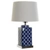 BRICOMARTEAU Lampe De Bureau DKD Home Decor Mosaïque Porcelaine Bleu Polyester Blanc (35 X 35 X 57 Cm)