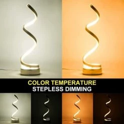 MEZHENG Lampe De Table En Spirale, Lampe De Chevet Eye Care, Or -Lampe Soldes Boutique 66137262 3