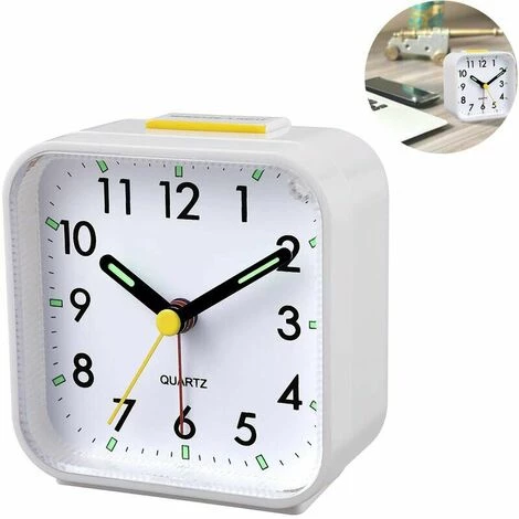 NAXUNNN Réveil Analogique Silencieux Sans Tictac, Réveil En Douceur, Bips Sonores, Augmentation Du Volume, Fonctions De Répétition Et D'éclairage à Piles, Réglage Facile, Blanc 2 NAXUNNN Réveil Analogique Silencieux Sans Tictac, Réveil En Douceur, Bips Sonores, Augmentation Du Volume, Fonctions De Répétition Et D'éclairage à Piles, Réglage Facile, Blanc – Image 2