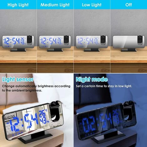 EINEMGELD Réveil à Projection Réveil Double Avec Connexion USB, Affichage LED 3 EINEMGELD Réveil à Projection Réveil Double Avec Connexion USB, Affichage LED – Image 3
