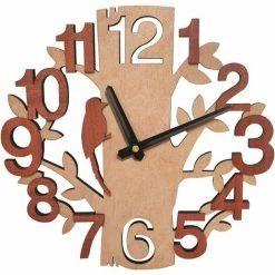 CSPARKV Arbre Horloge Murale Silencieuse Sans Tick Horloge Convient Pour Bureau Cuisine Salon Chambre Double Couche Stéréo Oiseau Horloge Murale Maison En Bois Creative Horloge Murale Oiseau Blanc