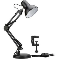 LINKLIFE™ Lampe De Bureau Architecte E27 Avec Pince, Ampoule Non Incluse, Lampe Bureau Noire Articul¨¦e, Lampe De Bureau Industrielle 40W