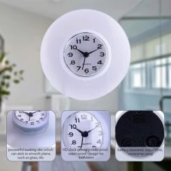 CSPARKV Horloge De Salle De Bain Avec Ventouse - Horloge De Douche Murale à Suspendre, étanche - Horloge Blanche, Silencieuse Et Moderne Mini Horloge De Salle De Bain étanche Autocollant électronique Horloge Anti-buée Cuisine Ventouse Horloge 8,5 * 3,5 Blanc 2pcs -Lampe Soldes Boutique 66767926 5
