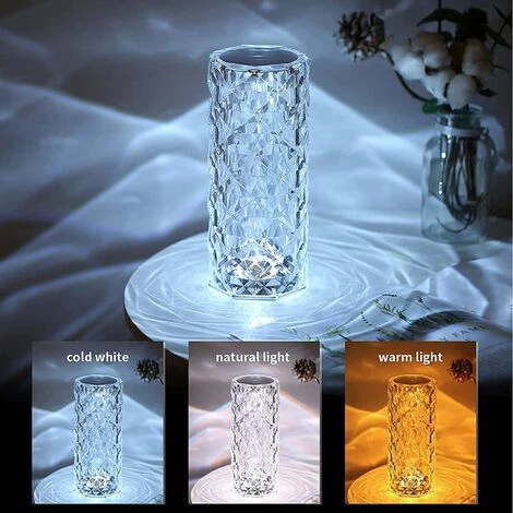 AOUGO Lampe De Table Crystal Diamond, Lampes De Chevet Avec Contrôle Tactile, 3 Couleurs D'éclairage Réglables Par USB Rechargeable, Lampe De Nuit Décorative En Cristal Pour Chambre, Salon, Bureau Et Bureau 2 AOUGO Lampe De Table Crystal Diamond, Lampes De Chevet Avec Contrôle Tactile, 3 Couleurs D'éclairage Réglables Par USB Rechargeable, Lampe De Nuit Décorative En Cristal Pour Chambre, Salon, Bureau Et Bureau – Image 2