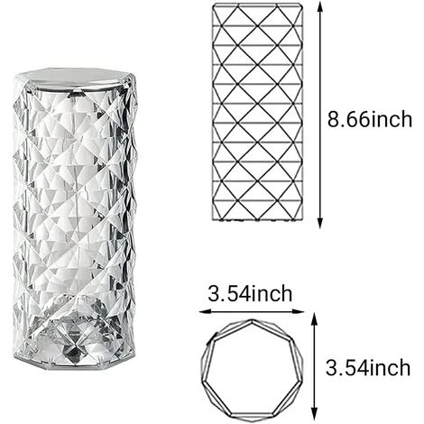 AOUGO Lampe De Table Crystal Diamond, Lampes De Chevet Avec Contrôle Tactile, 3 Couleurs D'éclairage Réglables Par USB Rechargeable, Lampe De Nuit Décorative En Cristal Pour Chambre, Salon, Bureau Et Bureau 4 AOUGO Lampe De Table Crystal Diamond, Lampes De Chevet Avec Contrôle Tactile, 3 Couleurs D'éclairage Réglables Par USB Rechargeable, Lampe De Nuit Décorative En Cristal Pour Chambre, Salon, Bureau Et Bureau – Image 4