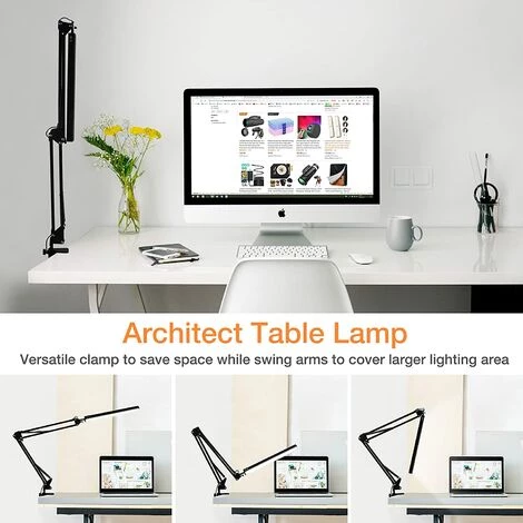 OCXIN Lampe De Bureau LED, Lampe De Bureau 10W Pince Lampe D'architecte Bras Pivotant Lampe De Travail Lampe à Pince Dimmable 3 Couleurs 10 Luminosité Lampe De Table De Protection Des Yeux USB Pour Bureau Apprendre à Lire 3 OCXIN Lampe De Bureau LED, Lampe De Bureau 10W Pince Lampe D'architecte Bras Pivotant Lampe De Travail Lampe à Pince Dimmable 3 Couleurs 10 Luminosité Lampe De Table De Protection Des Yeux USB Pour Bureau Apprendre à Lire – Image 3