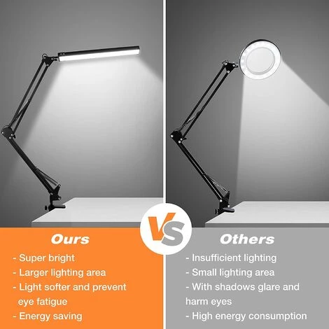 OCXIN Lampe De Bureau LED, Lampe De Bureau 10W Pince Lampe D'architecte Bras Pivotant Lampe De Travail Lampe à Pince Dimmable 3 Couleurs 10 Luminosité Lampe De Table De Protection Des Yeux USB Pour Bureau Apprendre à Lire 5 OCXIN Lampe De Bureau LED, Lampe De Bureau 10W Pince Lampe D'architecte Bras Pivotant Lampe De Travail Lampe à Pince Dimmable 3 Couleurs 10 Luminosité Lampe De Table De Protection Des Yeux USB Pour Bureau Apprendre à Lire – Image 5