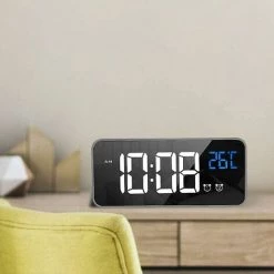 BAICCCF Horloge Réveil Numérique à Affichage LED, Port De Charge USB, Contrôle Du Son, Sonneries D'alarme, Volume Et Luminosité Réglables, 12/24 H, Fonction Snooze, Bedroo -Lampe Soldes Boutique 66995358 3