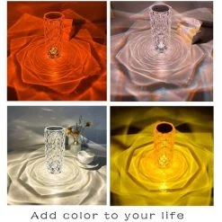 DONTODENT Lampe De Table En Cristal De Diamant, 16 Couleurs Usb Charge Lampe Tactile Veilleuse De Chevet Avec Télécommande -Lampe Soldes Boutique 67436071 5