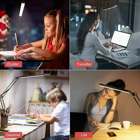 LLOVE Lampe De Bureau LED, 10W Lampe De Table Architecte Pliable Avec Clamp, Bras Pivotant En Métal,Atténuation Et Température De Couleur Réglable (Noir) 4 LLOVE Lampe De Bureau LED, 10W Lampe De Table Architecte Pliable Avec Clamp, Bras Pivotant En Métal,Atténuation Et Température De Couleur Réglable (Noir) – Image 4