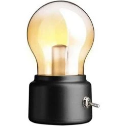 LLOVE Veilleuse Rétro USB Rechargeable LED Ampoule De Bureau Lampe Portable LED Vintage Ampoule Rechargeable Veilleuse USB Charge Lampe De Bureau Pour Chambre Bureau De Chevet (noir)