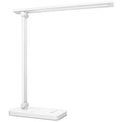 LLOVE Lampe De Bureau LED 10W Avec 3 Modes De Couleur Et 5 Niveaux De Luminosité , Protection Des Yeux, Angle D’Éclairage Réglable, Contrôle Tactile Pour Lecture Travail Étude