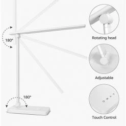 LLOVE Lampe De Bureau LED 10W Avec 3 Modes De Couleur Et 5 Niveaux De Luminosité , Protection Des Yeux, Angle D’Éclairage Réglable, Contrôle Tactile Pour Lecture Travail Étude -Lampe Soldes Boutique 67862341 4