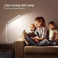 LLOVE Lampe De Bureau LED 10W Avec 3 Modes De Couleur Et 5 Niveaux De Luminosité , Protection Des Yeux, Angle D’Éclairage Réglable, Contrôle Tactile Pour Lecture Travail Étude -Lampe Soldes Boutique 67862341 5