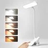QERSTA Lampe De Bureau Led Sans Fil, Lampe De Chevet Tactile 5 Couleurs&5 Intensité Réglables Lampe Led Cou Flexible 350°, Lampe De Lecture Lampe Liseuse Pour Lit, Blanc [Classe Énergétique A+++]