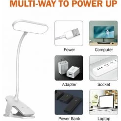 QERSTA Lampe De Bureau Led Sans Fil, Lampe De Chevet Tactile 5 Couleurs&5 Intensité Réglables Lampe Led Cou Flexible 350°, Lampe De Lecture Lampe Liseuse Pour Lit, Blanc [Classe Énergétique A+++] -Lampe Soldes Boutique 67873800 4